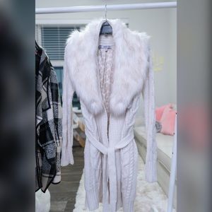 Jessica Simpson Fur Collar Knitted Sweater